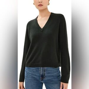 Jenni Kayne Forest Green Flynn Cashmere Sweater: V-Neck (L)